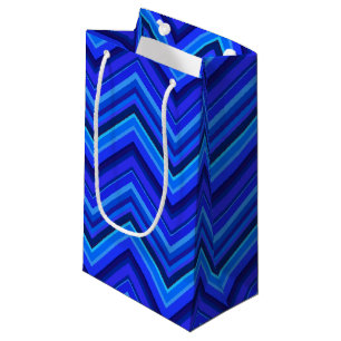Blue stripes zigzag pattern small gift bag