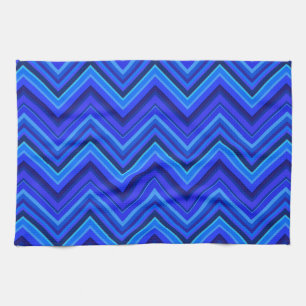 Blue stripes zigzag pattern tea towel
