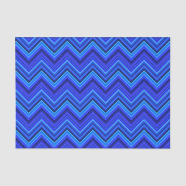 Blue stripes zigzag pattern tissue paper (Front)