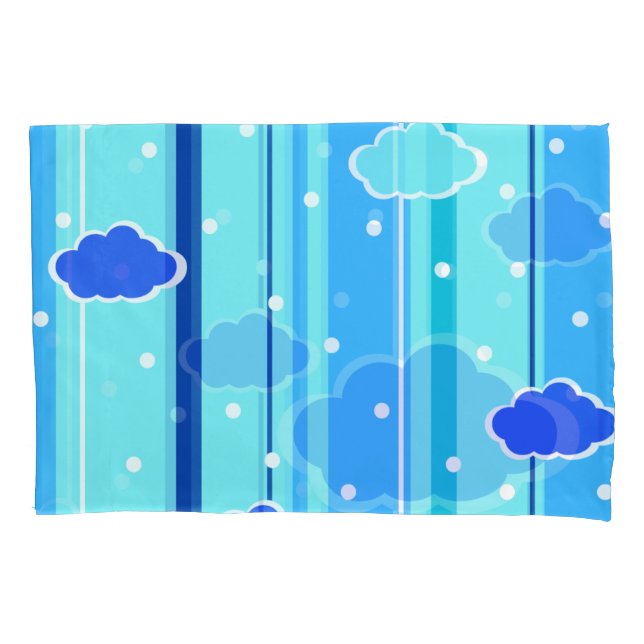 blue strips clouds dots pillowcase (Front)