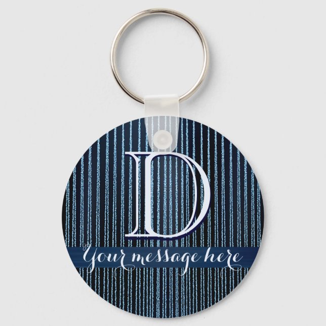 Blue stripy custom text gifts key ring (Front)