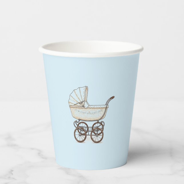 Blue stroller baby boy shower cup (Front)