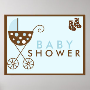 Blue Stroller Baby Shower Sign
