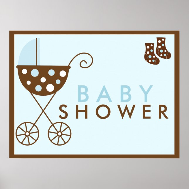 Blue Stroller Baby Shower Sign (Front)