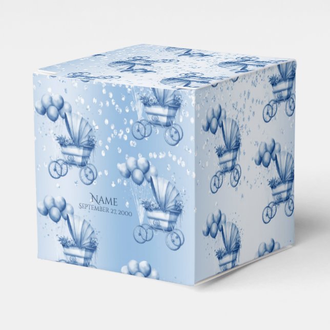 Blue Stroller Favour Box (Front Side)