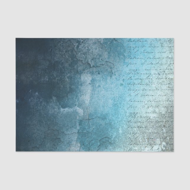 Blue Style Grunge Background with Script Tissue Paper (Front)