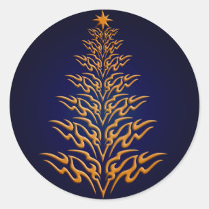 Blue Stylish Christmas Tree Stickers