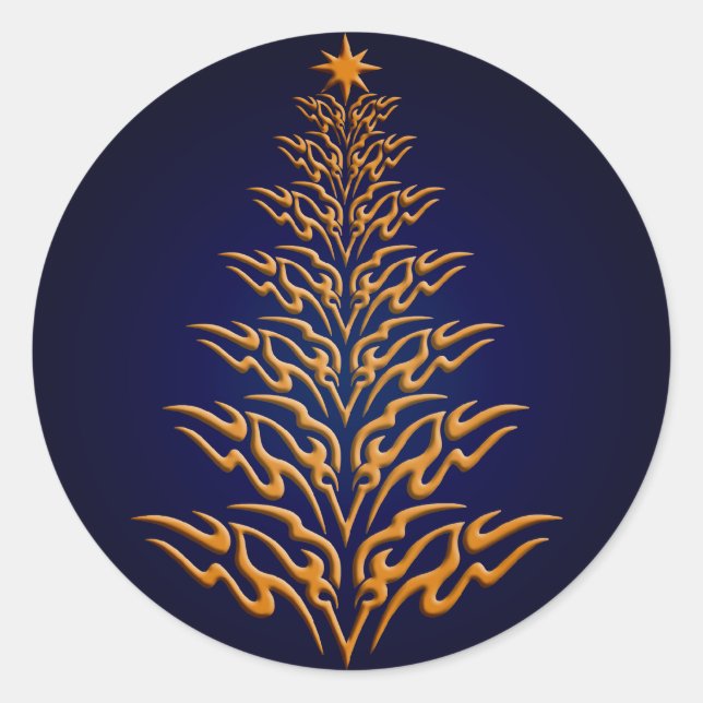 Blue Stylish Christmas Tree Stickers (Front)