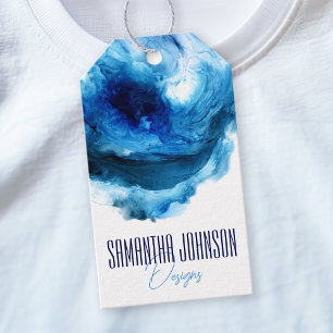 Blue Stylish Modern Abstract Clothing Hang Tag