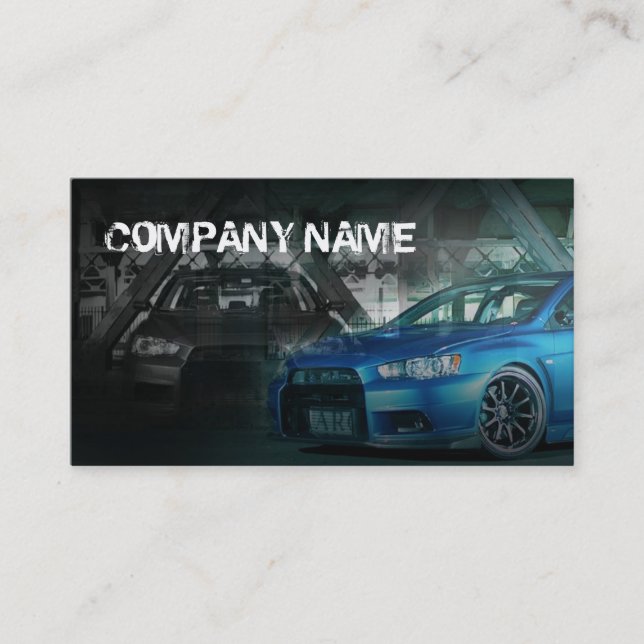 blue stylish sport car business card (Front)