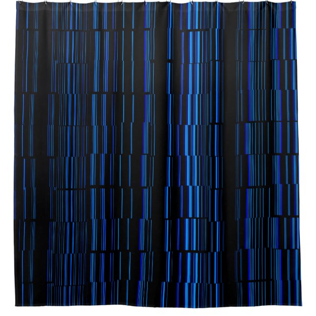 BLUE Stylish Stripe Pattern Shower Curtain (Front)