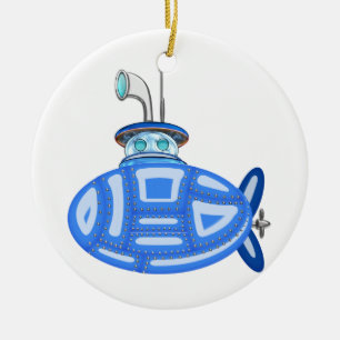 Blue Submarine Ceramic Tree Decoration