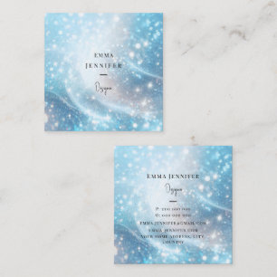 blue Subtle gentle glitter background Square Business Card
