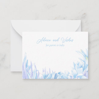 Blue Succulent Baby Shower Advice Botanical Card