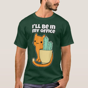Blue Succulent Cacti and Orange Cat I'll be in my T-Shirt
