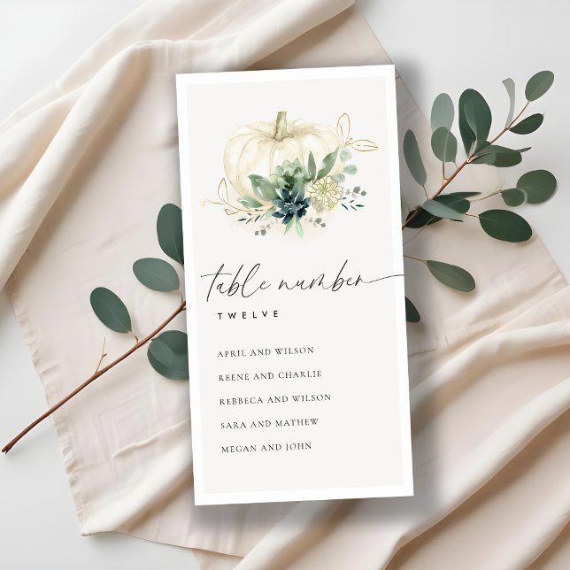 Blue Succulent Pumpkin Seating Chart Table Number (Creator Uploaded)