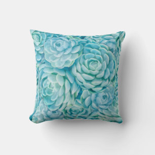 Blue succulents cushion