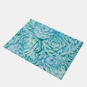 Blue succulents doormat