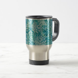 Blue succulents travel mug