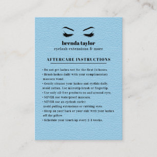 BLUE Suede Eyelash Browbar Aftercare Instructions Business Card