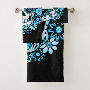 Blue Sugar Skull  Bath Towel Set