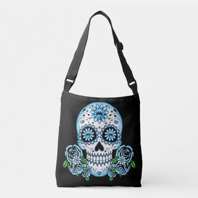 Blue Sugar Skull Crossbody Bag (Front)