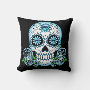 Blue Sugar Skull Cushion