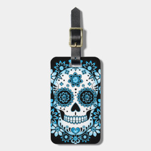 Blue Sugar Skull Luggage Tag