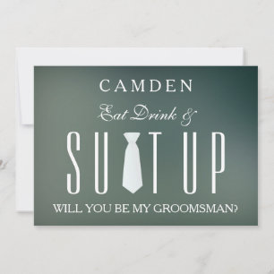 Blue Suitup Will you be my groomsman Invitation