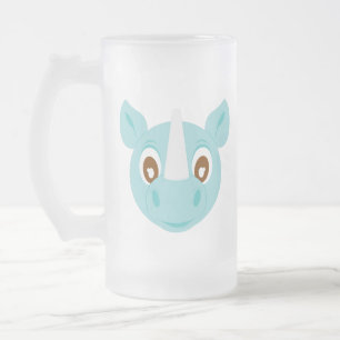 Blue Sumatran Rhino Frosted Glass Beer Mug