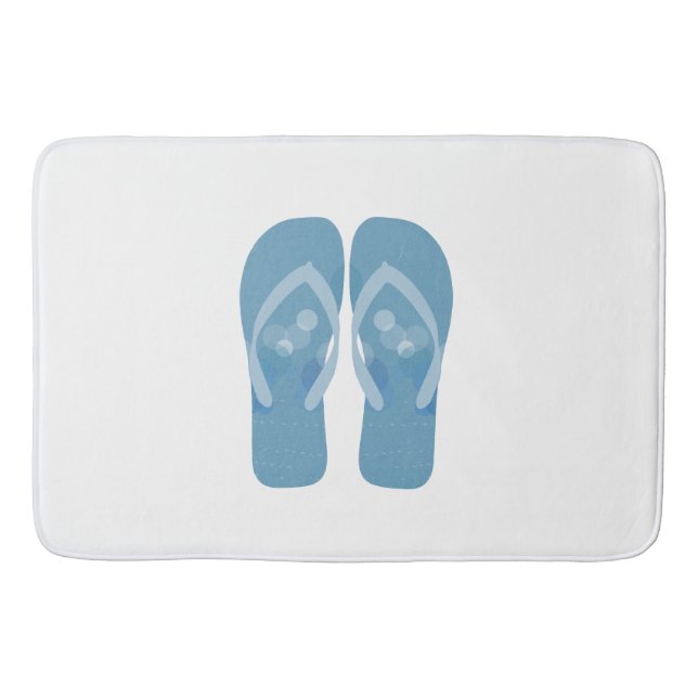 Blue Summer Beach Flip Flops Bath Mat (Front)