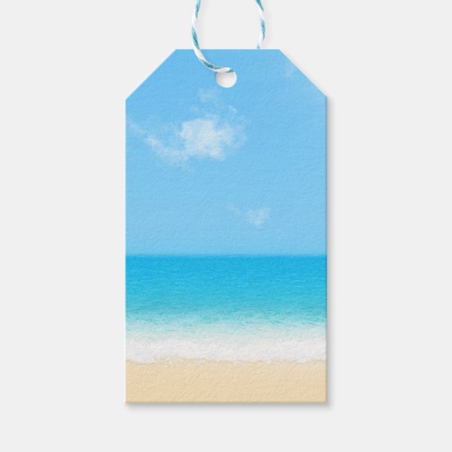 Blue Summer Beach Notebook Gift Tags (Front)