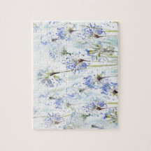 Blue summer flowers watercolor sketch