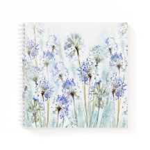 Blue summer flowers watercolor sketch