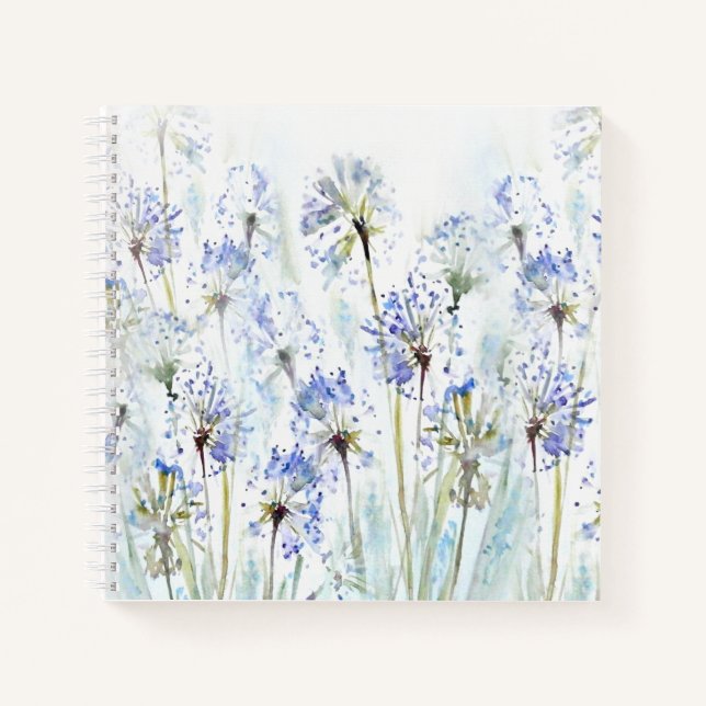 Blue summer flowers watercolor sketch notebook (Front)