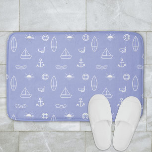 Blue Summer Ocean Nautical Seamless Pattern Bath Mat