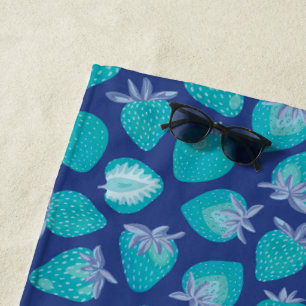 Blue Summer Strawberry Fruit Beach Towel