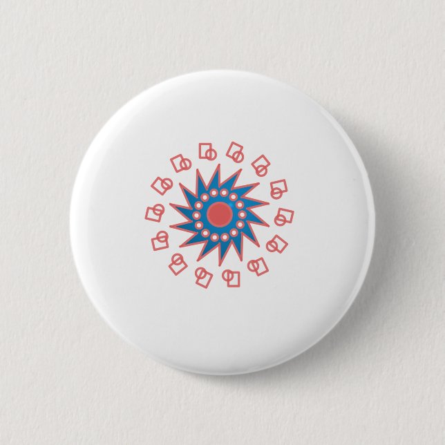 Blue Sun 6 Cm Round Badge (Front)