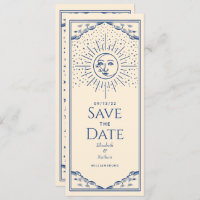 Blue Sun and Moon Tarot Card Save the Date