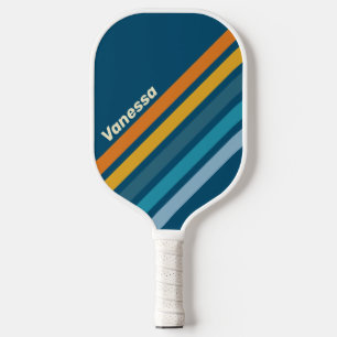 Blue Sun Angled Striping with Name Pickleball Paddle