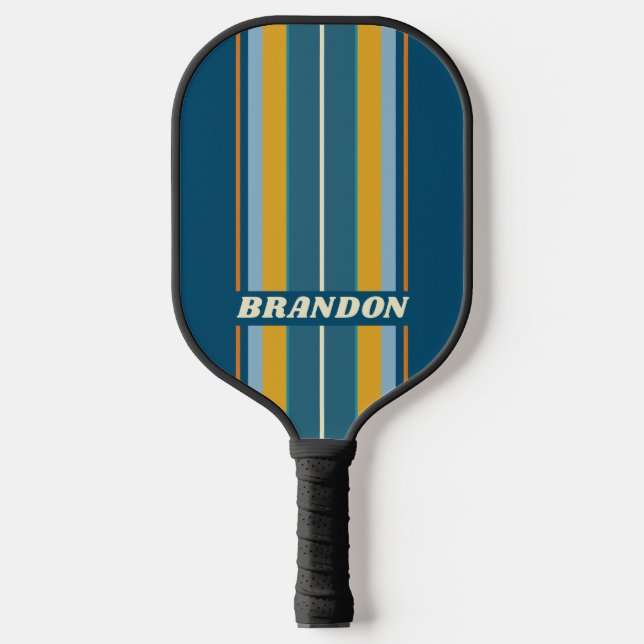 Blue Sun Board Stripes with Name Pickleball Paddle (Front)
