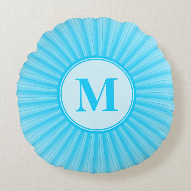 Blue Sun Monogram Customisable Round Cushion (Front)