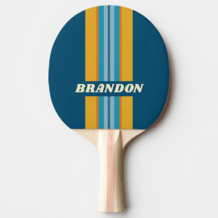 Blue Sun Rally Stripe with Name Ping Pong Paddle