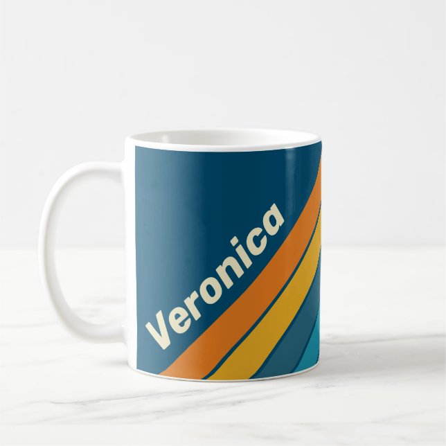 Blue Sun Stripes with Name Coffee Mug (Left)