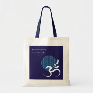 Blue Sun Yoga Spiritual Asian Om Aum Calligraphy Tote Bag