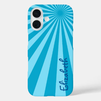 Blue Sunburst "Add Your Name" iPhone 16 Case
