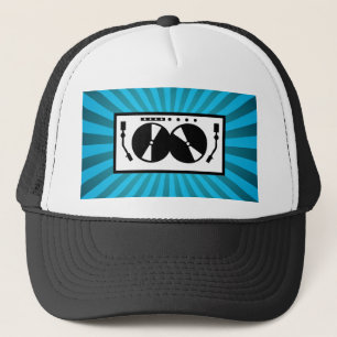 Blue Sunburst DJ Turntable Music Baseball Trucker Hat