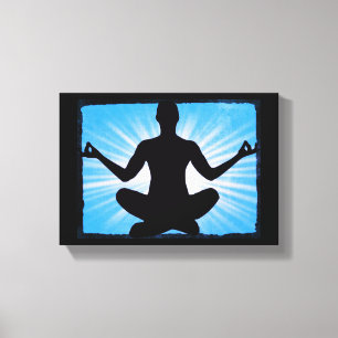 Blue Sunburst Yoga Meditation Zen Canvas Wall Art