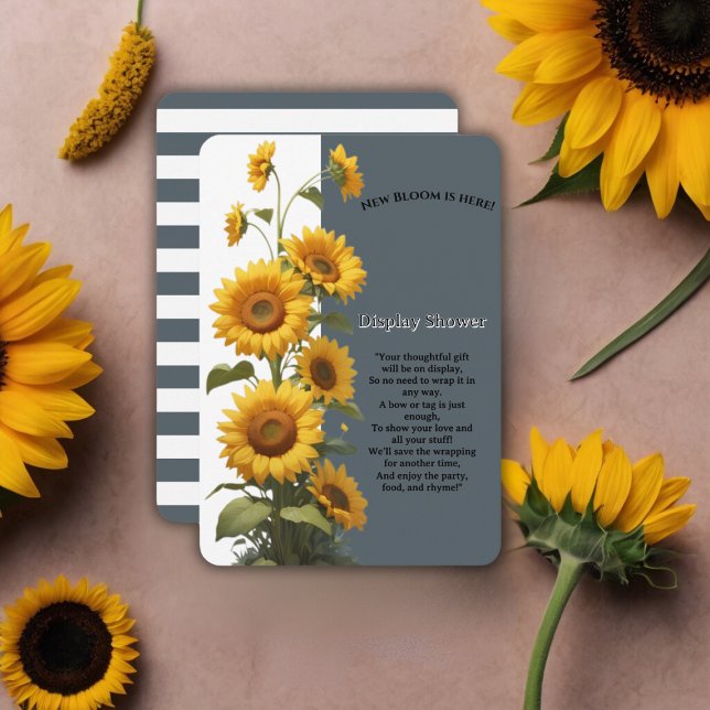 Blue Sunflower Baby Shower Enclosure Card (Creator Uploaded)