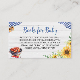 Blue Sunflower BBQ Baby Shower Books for Baby Enclosure Card